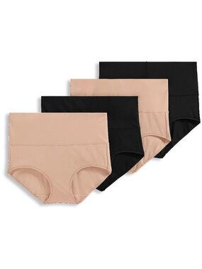 Jockey Set of 4 SKIMMIES Smoothing Brief Panties Black/Light  LARGE NWT